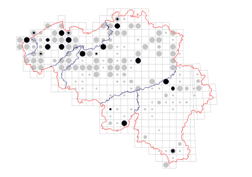 distribution of Oligolophus hansenii in Belgium